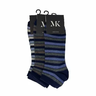 Ankelsokker striper 3 pk assorterte farger str. 40-45