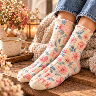 MK Floral wool Rosa-Blå